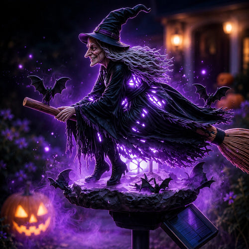 🔥Dernier Jour -49% 🧙‍♀️ Ajoutez une Touche de Magie d'Halloween à Votre Jardin avec une Sorcière Solaire Lumineuse
