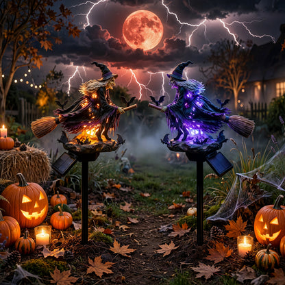 🔥Dernier Jour -49% 🧙‍♀️ Ajoutez une Touche de Magie d'Halloween à Votre Jardin avec une Sorcière Solaire Lumineuse