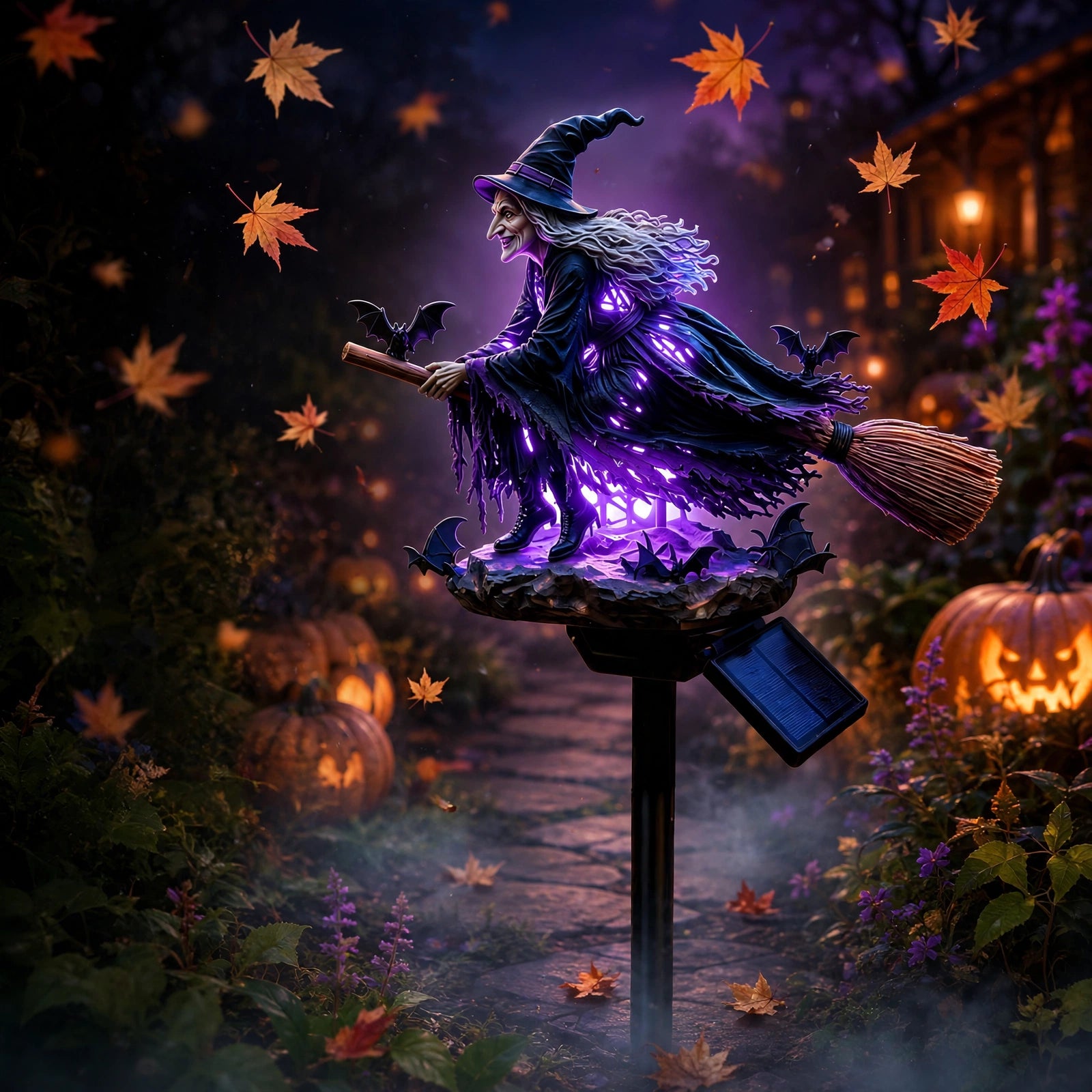🔥Dernier Jour -49% 🧙‍♀️ Ajoutez une Touche de Magie d'Halloween à Votre Jardin avec une Sorcière Solaire Lumineuse