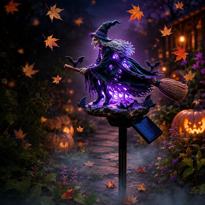 🔥Dernier Jour -49% 🧙‍♀️ Ajoutez une Touche de Magie d'Halloween à Votre Jardin avec une Sorcière Solaire Lumineuse