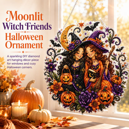 🧙‍♀️Last Day Promotion🎃DIY Halloween Witch Friendship Diamond Art Window Suncatcher