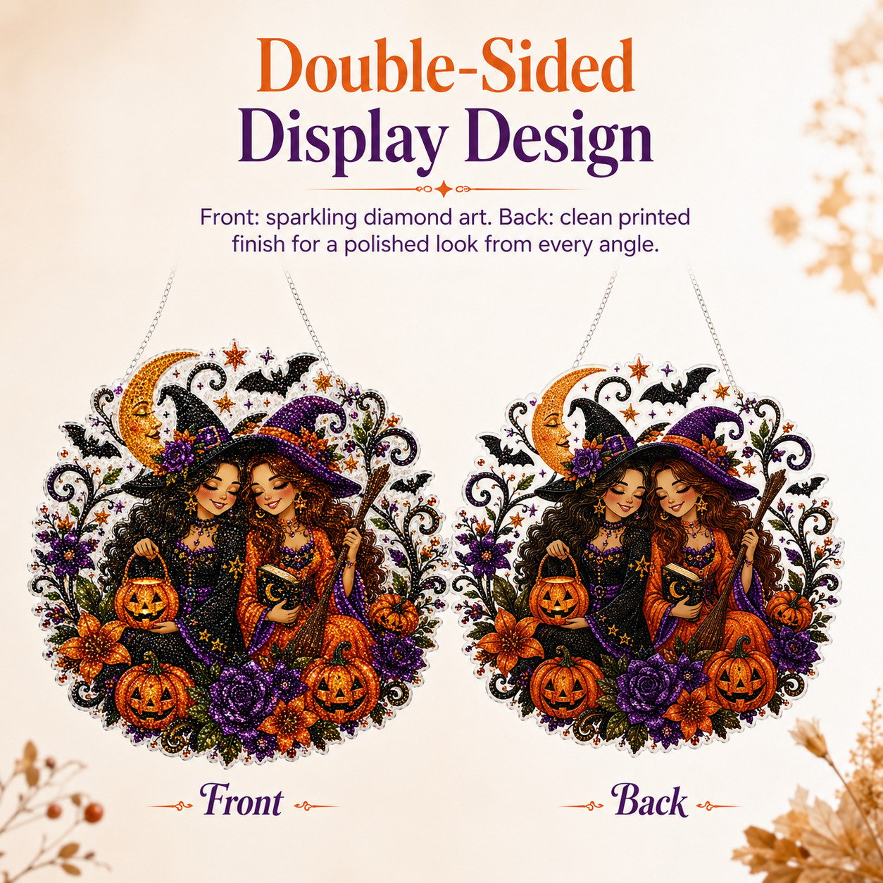 🧙‍♀️Last Day Promotion🎃DIY Halloween Witch Friendship Diamond Art Window Suncatcher