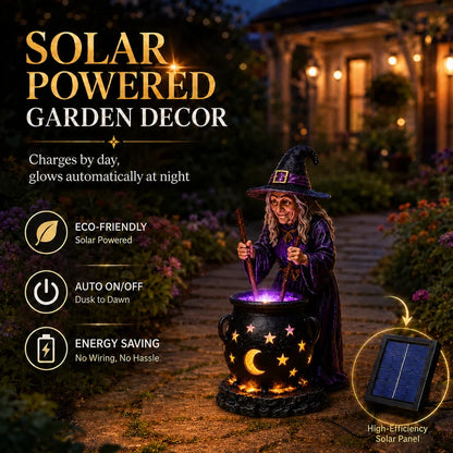🧙‍♀️Lumière Solaire Chaudron Lumineux Sorcière d'Halloween🎃