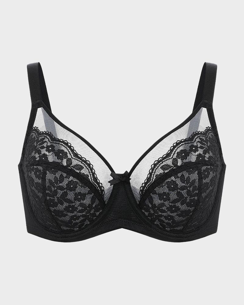 Unlined Floral Lace Minimizer Bra Comfort Fit Full Coverage2