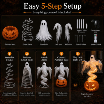 👻Limited Time Promotion🔥 Swirling Ghost Pumpkin Yard Lamp - Free Shipping 🎃