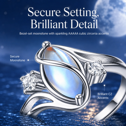 🎁💍925 Sterling Silver Rainbow Moonstone Ring