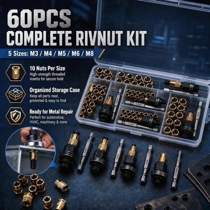 🔥 Superventas | Juego de tuercas remachables de acero al carbono (incluye tamaños M3–M8)