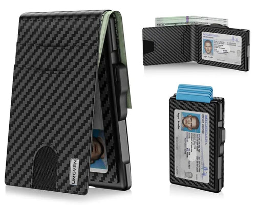 🔥Minimalist Pop-Up Wallet for Men – RFID Blocking Aluminum Card Holder , ID Window & Leather Front Pocket