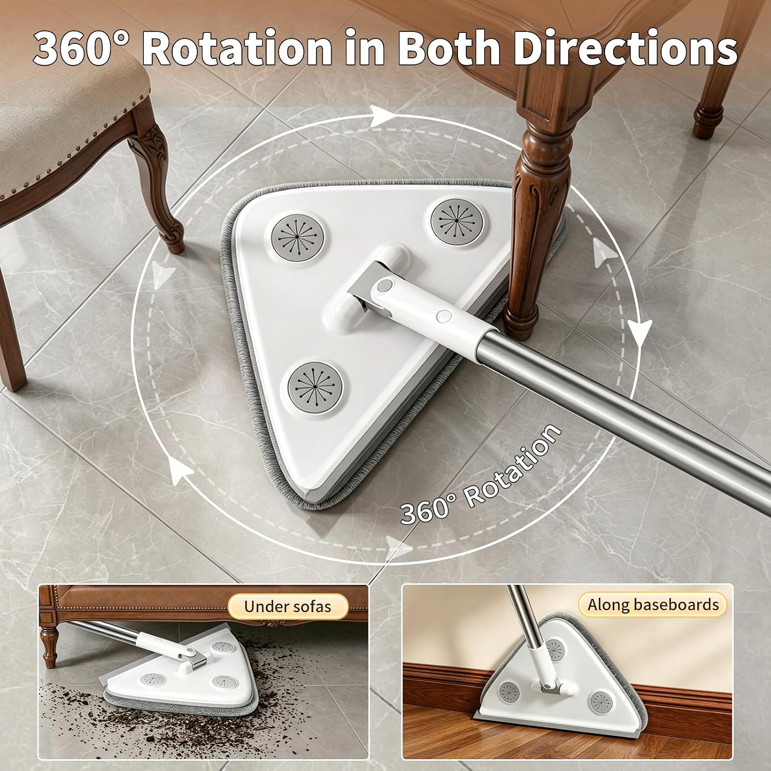 Long-handled mop, 3-in-1 wall cleaning mop with extension pole, suitable for windows, floors and cabinets.