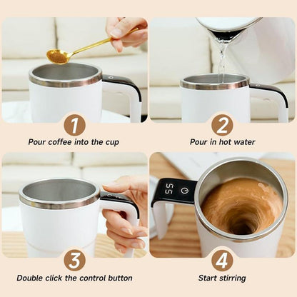 ☕ Smart Self-Stirring Coffee Mug with LCD Temperature Display – One-Touch Mixing