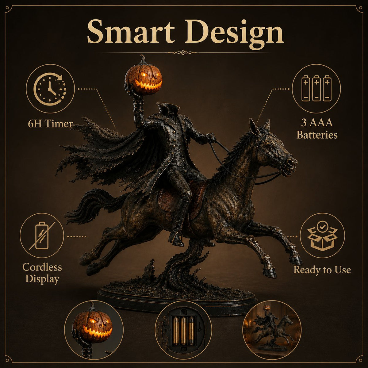 🔥 Halloween Special – Headless Horseman Midnight Ride Statue 🎃🏇