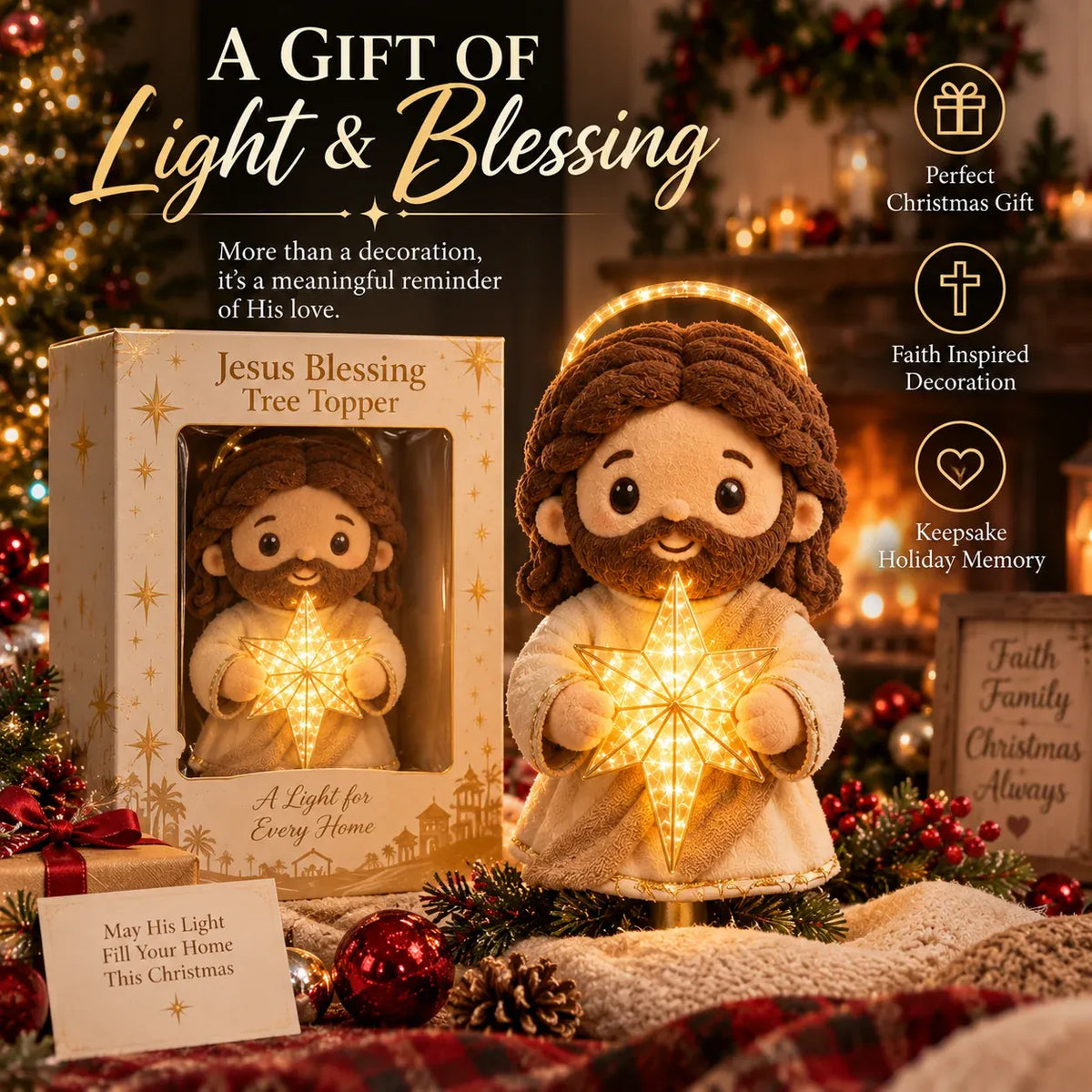 ⏳ Last Day 49% OFF – ✝️ Christian Christmas Tree Topper | Cute Jesus Blessing & Mary Grace Designs for Faith-Filled Trees, Family Traditions & Meaningful Holiday Décor 🎄