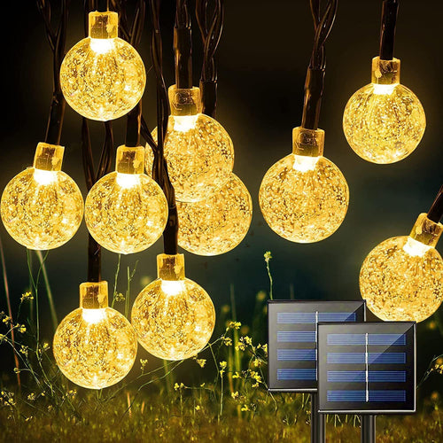 Solar String Lights Outdoor 2 Pack 200 Led 80FT Warm White Crystal Globe Lights with 8 Lighting Modes, Waterproof Solar Powered Patio for Garden Yard Porch Wedding Party Decoration