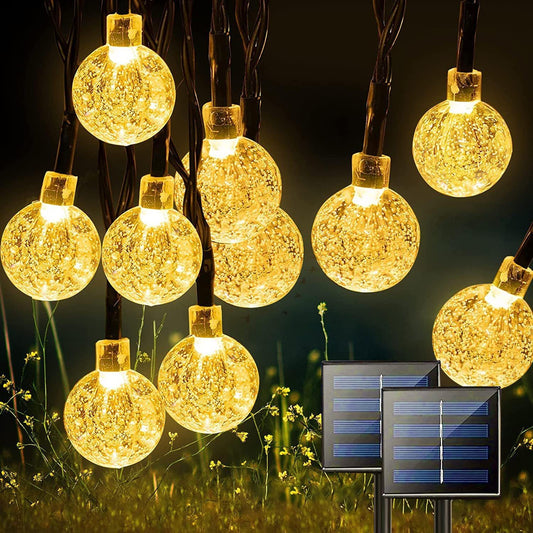 🔥 🛩️FLASH SALE/Solar String Lights Outdoor 2 Pack 200 Led 80FT Warm White Crystal Globe Lights with 8 Lighting Modes, Waterproof Solar Powered Patio for Garden Yard Porch Wedding Party Decoration