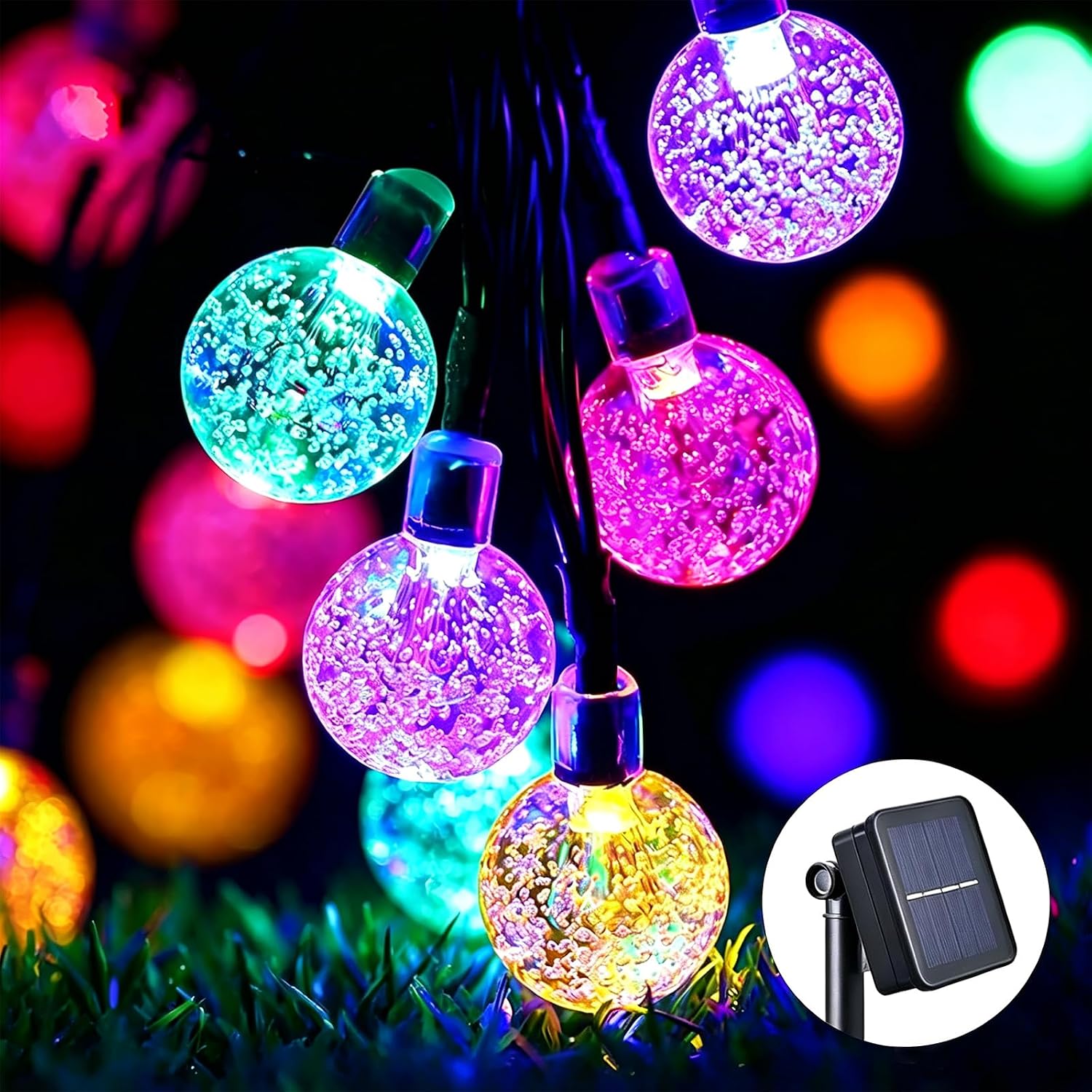 Solar String Lights Outdoor 2 Pack 200 Led 80FT Warm White Crystal Globe Lights with 8 Lighting Modes, Waterproof Solar Powered Patio for Garden Yard Porch Wedding Party Decoration
