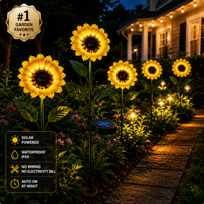 Luces solares de girasol para jardín