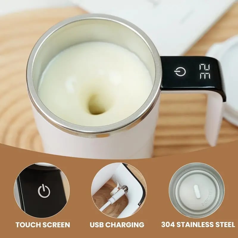 ☕ Smart Self-Stirring Coffee Mug with LCD Temperature Display – One-Touch Mixing