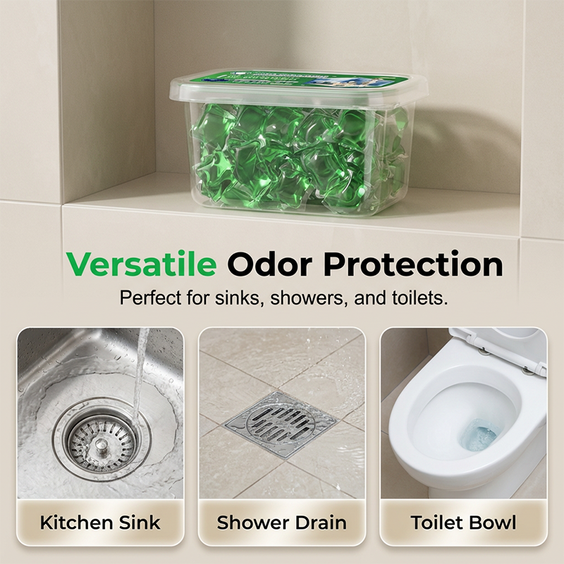 Drain Deodorizer Pods – Say goodbye to embarrassing odours.