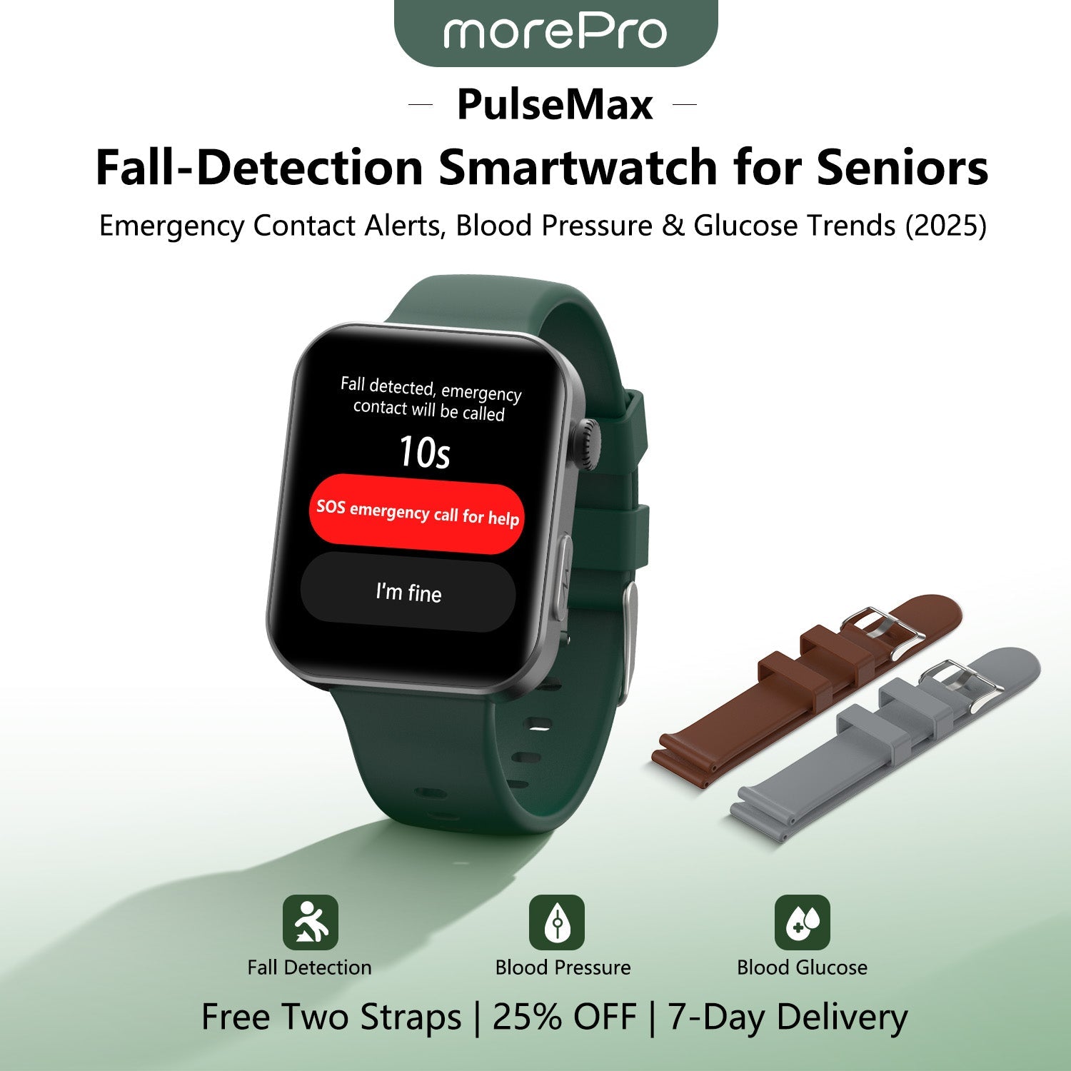 Best Upgrade PulseMax Fall Detection Watch With Blood Glucose+Blood Pressure Monitoring+Calls 2026