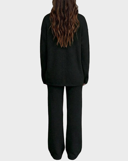 Soft Fuzzy V-Neck Loungewear Set
