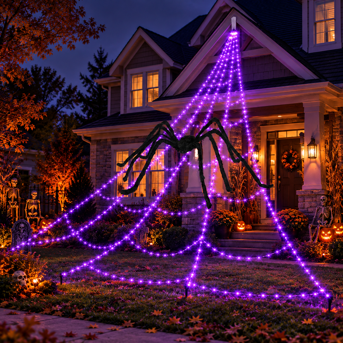 16.4FT Halloween Spider Web Lights Set