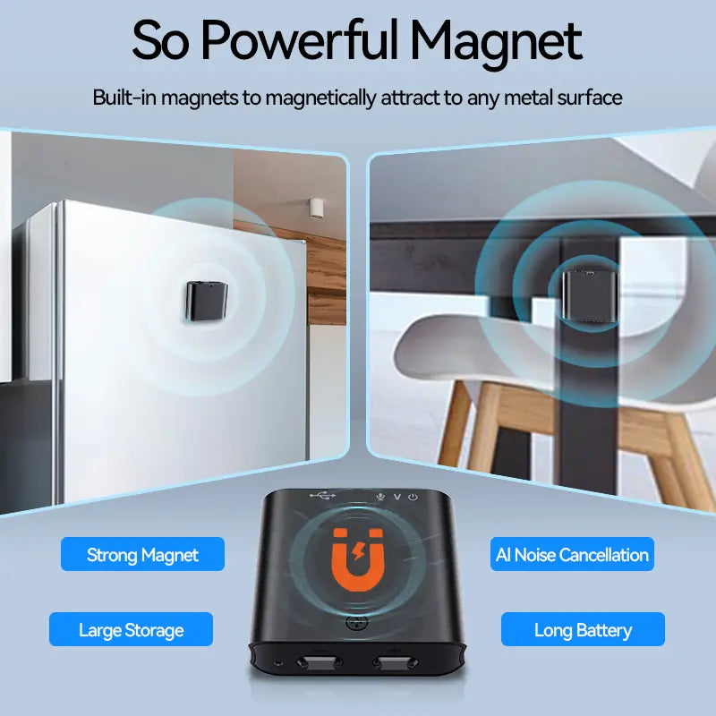 🎙️Mini Magnetic Voice Recorder One-Touch Recording🧲✨