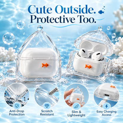 🐠 Goldfish Aquarium AirPods Case – Cute Transparent Protective Cover