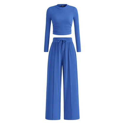 Crop Top Straight Leg Pants 2-Piece Lounge Set