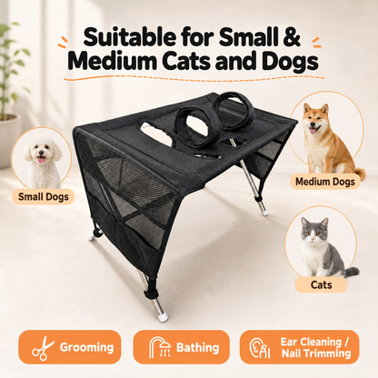 2-in-1 Foldable Pet Grooming Bed – Comfortable Cat & Dog Grooming Hammock