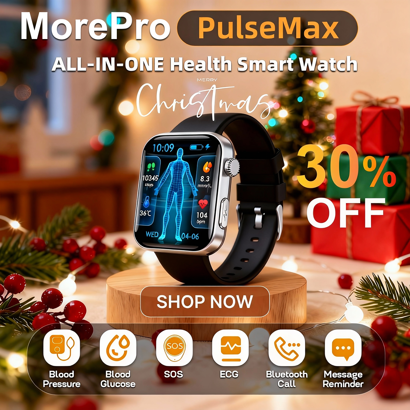 Best Upgrade PulseMax Fall Detection Watch With Blood Glucose+Blood Pressure Monitoring+Calls 2026