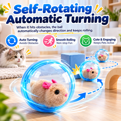 Automatic Rolling Plush Animal Cat Toy-Free Play for Indoor Cats