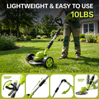 3-in-1 Cordless Lawn Mower, Grass Trimmer & Lawn Edger with 2×21V Batteries