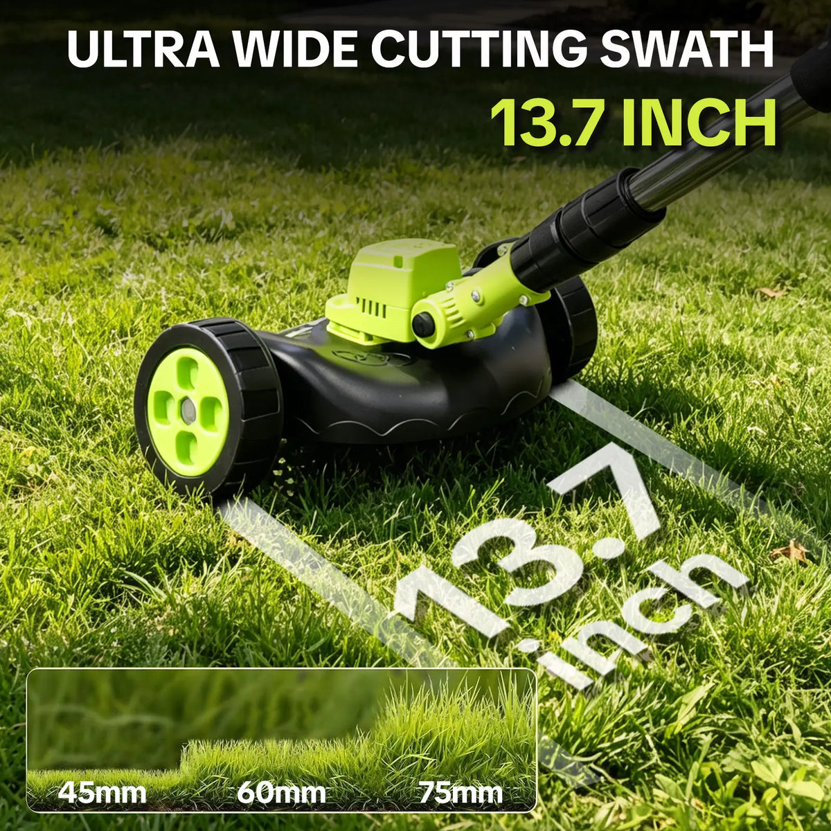 3-in-1 Cordless Lawn Mower, Grass Trimmer & Lawn Edger with 2×21V Batteries