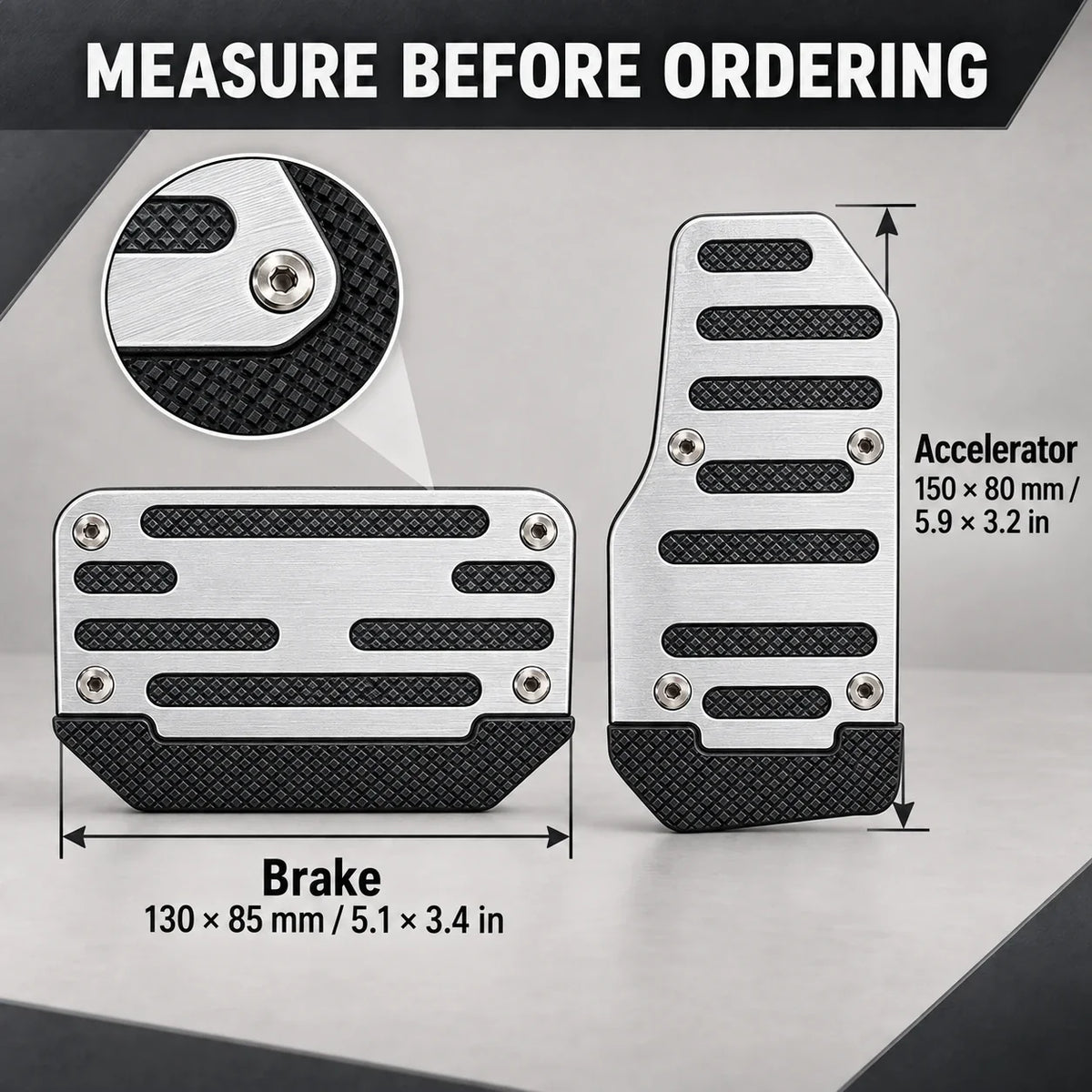 🚗 Universal Non-Slip Car Brake & Gas Pedal Covers – 2-Piece Set