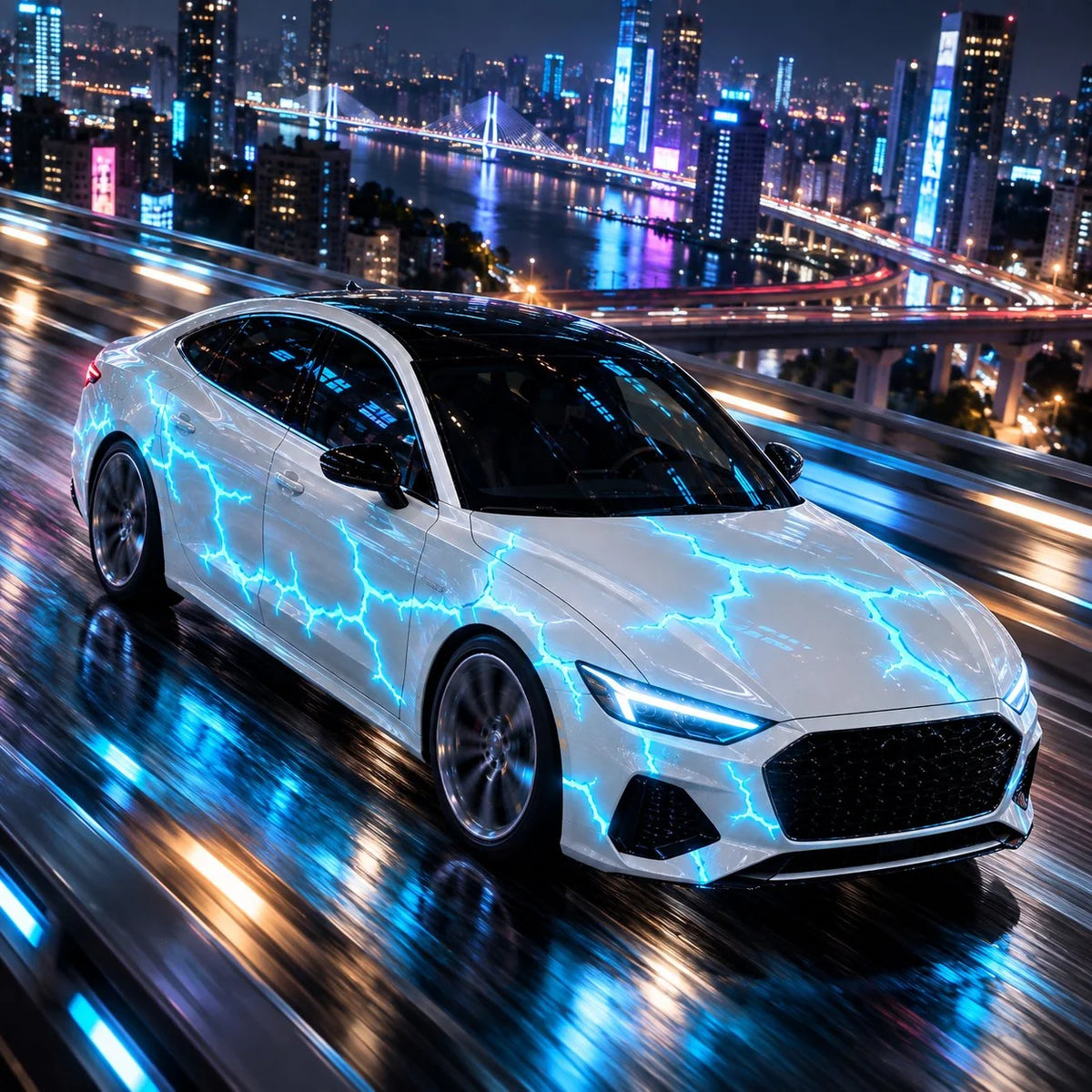 Liquid Laser Lightning Car Wrap – Glow Effect Vinyl Film