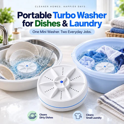 🌀Portable Turbo Washer for Small Laundry & Dishes