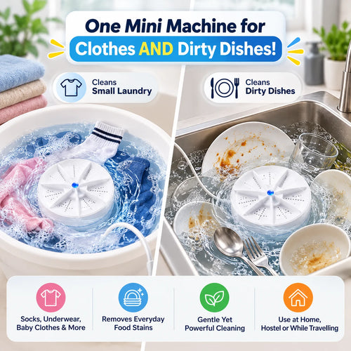 🌀Portable Turbo Washer for Small Laundry & Dishes