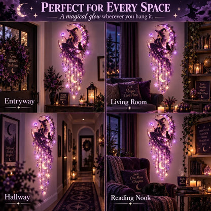 🌙✨ Witch Moon Starfall Wall Light – Celestial Hanging Decor with Purple Glow