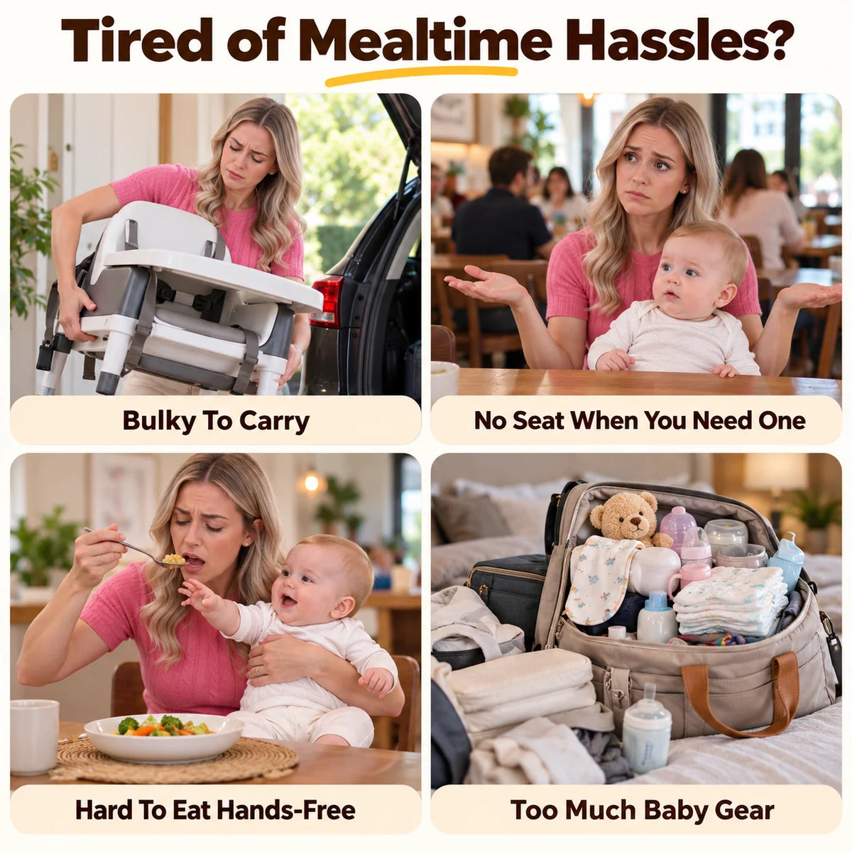 Portable Baby Chair Harness – Adjustable Foldable Baby Seat Belt for Dining & Travel