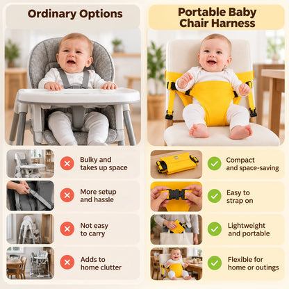 Portable Baby Chair Harness – Adjustable Foldable Baby Seat Belt for Dining & Travel