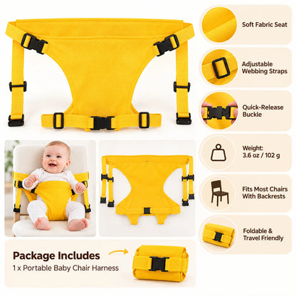 Portable Baby Chair Harness – Adjustable Foldable Baby Seat Belt for Dining & Travel
