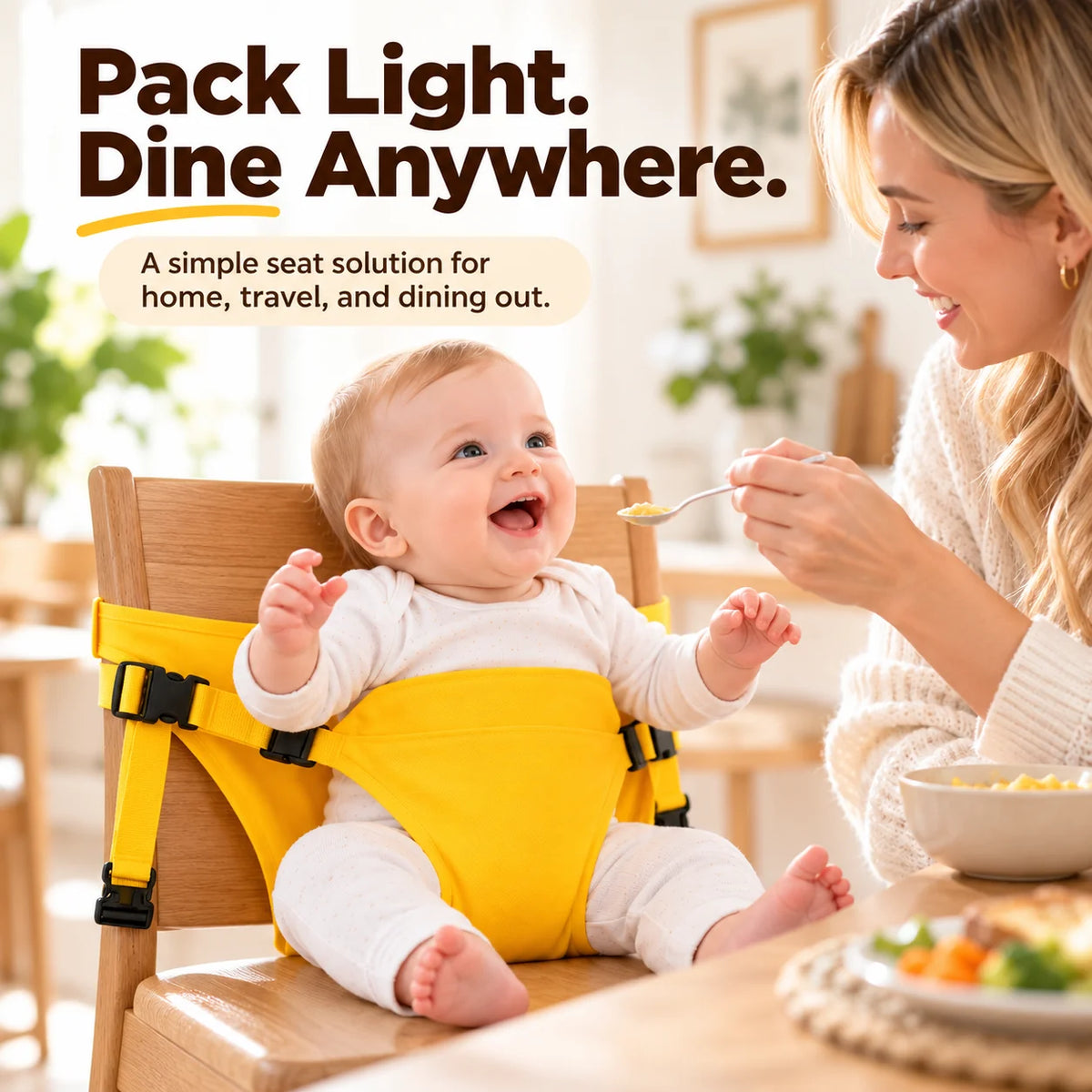 Portable Baby Chair Harness – Adjustable Foldable Baby Seat Belt for Dining & Travel
