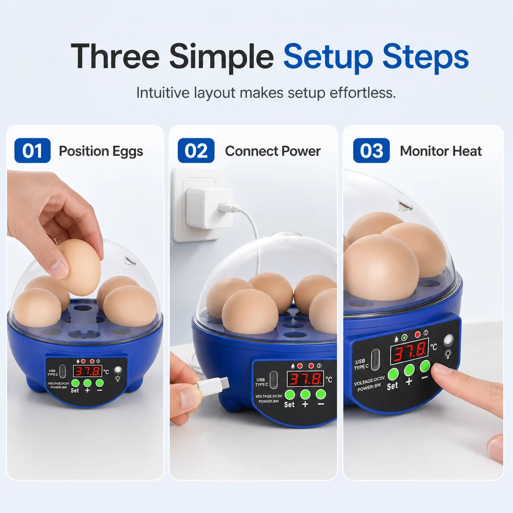Mini USB Automatic Egg Incubator with Auto Egg Turning – Home Chick Hatching Machine
