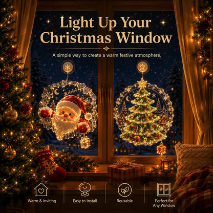 ✈️Last Day 50% OFF✨🎄Lighted Christmas Window Decoration with Suction Cup | Warm LED Window Light with Double-Layer Design & Multiple Festive Styles ✨