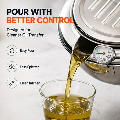 🍗 Free Shopping 🏆 304 Stainless Steel Stovetop Deep Fryer Pot – With Thermometer 🍟