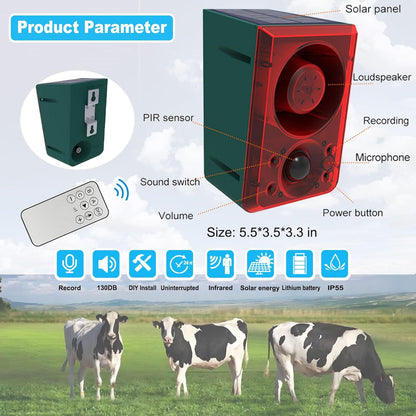 🚨 Solar-Powered Outdoor Motion Alarm – Remote-Controlled Farm & Garden Security Siren