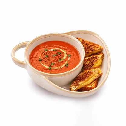 2-in-1 Ceramic Soup Bowl with Dual Compartments – Soup & Snacks Serving Dish