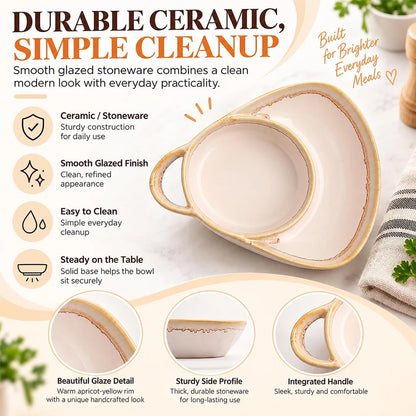2-in-1 Ceramic Soup Bowl with Dual Compartments – Soup & Snacks Serving Dish