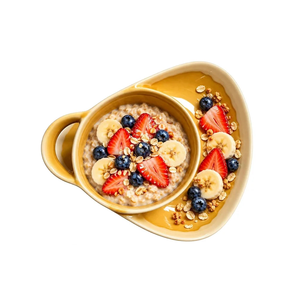 2-in-1 Ceramic Soup Bowl with Dual Compartments – Soup & Snacks Serving Dish