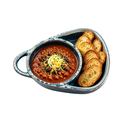 2-in-1 Ceramic Soup Bowl with Dual Compartments – Soup & Snacks Serving Dish